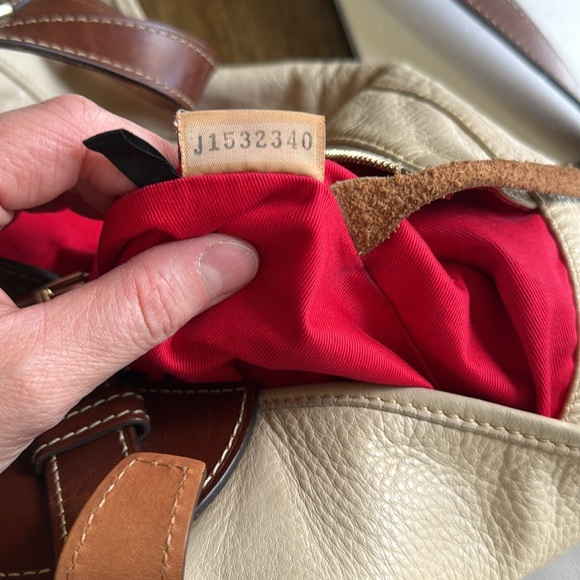 Vintage Dooney & Bourke tortoiseshell Elegant Cream Leather Tote Bag - Picture 11 of 12